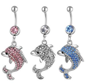 D0042 3 colors nice style Belly Button Navel Rings Body Piercing Jewelry Dangle Accessories Fashion Charm Dolphin 20PcsLot9178117