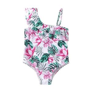 Pieces Girls Floral Swimsuit One Strap Ldrens Swimsuit Swims Spring Hot Print Bikini H240508