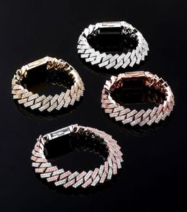 Rock 14 мм Ice Out Cz Cuban Link Bracelets Gold Hip Hop Jewelry для мужчин и женщин7948273