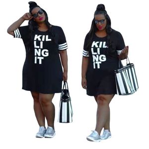 Summer 4x Plus Size Lalesing for Women Dresses Streetwear Pullover Mini Ladies Casual Black Wholesale Drop 211102 265x