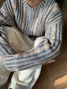 Herrtröjor 2024 Ny Cleanfit Mens Luxury Brand Sweater Autumn/Winter Korean Fashion Retro Jämförelse Rund Neck Lacked Knitl2405