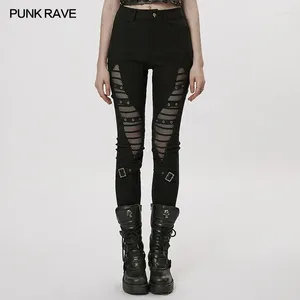 Women's Leggings PUNK RAVE Gothic Hollow-out Eyelet Webbing Personality Handsome Sexy Girl Tights Pants Spring/autumn