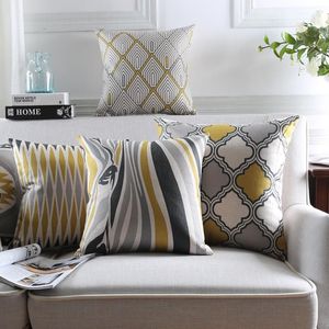 Skandinavisk stil kudde täcker heminredning geometrisk dekorativ kudde täcker sebra kast kuddar fodral gul grå kuddväska 207r