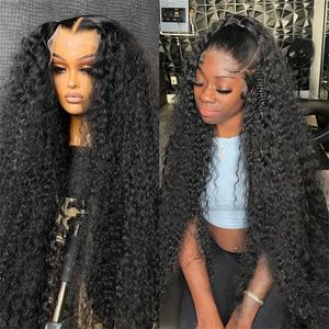 Длинные кудрявые волосы волновые кружевные парики с фронтальными человеческими волосами для чернокожих женщин влажный и волнистый синтетический парик глубокого замыкания