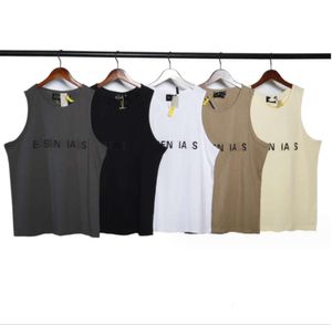 ESS Mens Tank Top T Shirt Trend Brand Three-dimensional Lettering Pure Cotton Lady Sports Casual Loose High Street Sleeveless Vest Top EU Size S-XL High Quality 43677