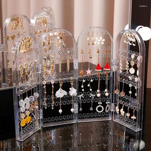 Jewelry Pouches Folding Earrings Studs Display Rack Necklace Shelf Stand Holder Panels Screen Organizer Storage Box