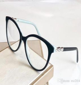 Blu Fashional TF2134Eleglant Women Glasses Frame5217140 Tempio decorato a diamante artificiale per occhiali da prescrizione Fullset Case8809749