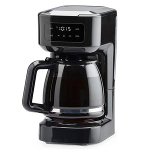 Creca de toque digital de 12 xícaras Mãe de cafeteira de cafeteira lavável Filtro removível Cone, servir colher - máquina de café compacta e fácil de usar para o escritório em casa