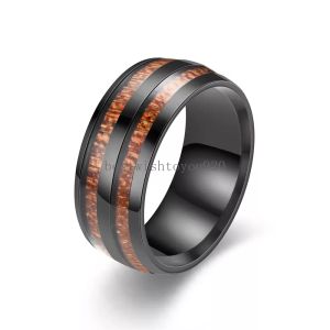 8mm de aço inoxidável embutido de madeira anéis de madeira anel de cauda para alianças de noivado de noivado