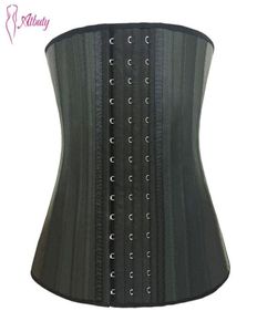 Atbuty 25 Steel Boned Waist Trainer Corset Latex Waist Cincher Workout Shapewear 3 Rows Hooks Body Shaper Slimming Underwear 201214748340