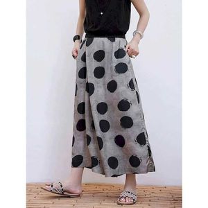 Calças femininas Capris Pontos de impressão para mulheres calças folgadas soltas Verão vintage Novo estilo coreano Harajuku Cintura elástica calças de perna larga Y240509