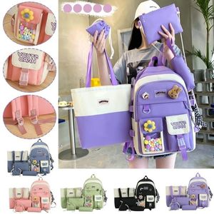 Plecaki mody torby dziecięce zestawy plecak słodkie na damskie księgarnie plecak na nastolatki Bagpack Girls School Laptop 5PCS 2307 VEMPP