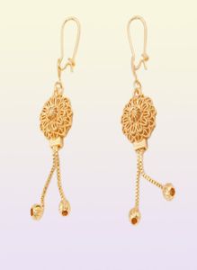 Set di gioielli 18k Etiopi Oro Oro Arabia Orecchino a sospensione per donne Dubai africana Regali da sposa Set 9953416
