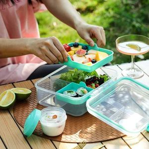Lunch Boxes Bags Portable Handle design Double layer Lunch box Compartment Bento Boxes Students Toddler Bento Containers Outdoor Salad Picnic box