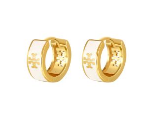 Women Enamel Huggie Earrings 18K Gold Covered Brass Ear Clips 11 LL