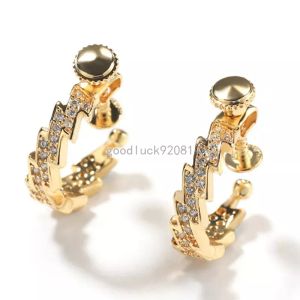 Unisex Männer Frauen Ohrklammern Hip Hop Gold plattiert Bling Setting CZ Leichte Ohren Clips Bling Punk Hochzeit Geschenk