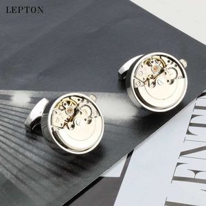 Cuff Links Latest Luxury Function Mens Cufflinks Lightweight Steam Punk Gear Mechanical Cufflinks Relojes Gemelos Q240508