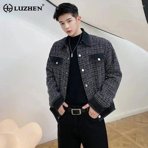 Men's Jackets LUZHEN Pockets Decorate Fashion Jacket Checked Design 2024 Spring Trendy Elegant Original Coat 433c66