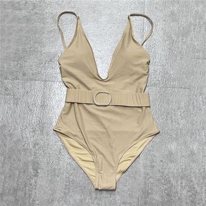 Biquíni feminino de maiô de designer com ombro de cinto Push up Up One Piece Swimwear férias praia