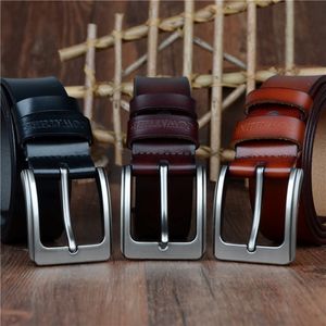 حزام Cowather Men Belt Cow Bulleine Leather Designer Belts للرجال عالي الجودة أزياء حزام الذكور لجينز Cow Skin XF002 201117 240o