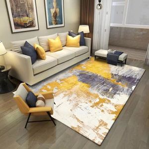 Mode modern nordisk gul grå abstrakt tryck dörrormat köksmatta vardagsrum sovrumssalong matta dekorativ matta 2280
