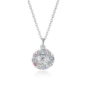 Sterling Silber Halsketten Kristall aus Swarovski -Elementen S925 Silberfarbene Kugel Anhänger Halskette Trendy Damen Weihnachtsgeschenke Potal 270n