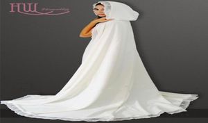 Chiffon Wedding Cape Custom Made Hooded spets trim brudtillbehör billiga vita elfenben kvinnor formella kappor wraps poncho8787266