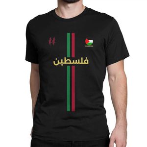 Herren-T-Shirts Palästine Fußballkarte T-Shirt Herren Baumwolle tolles T-Shirt runden Hals T-Shirt Kurzes Silberkleidungskleidung 4xl 5xl T240508