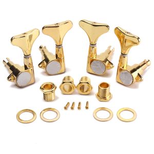 Tillbehör Black/Chrome/Gold 4 String Bass Guitar 2R2L Sealed Tuners Tuning Pinns Machine Heads