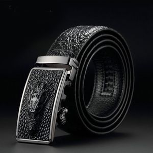 Fashion Casual Men's Leather Belts Faux Crocodile Leather Belt Men High Quality Crocodile Head Automatic Buckle Belt 201117 257Y