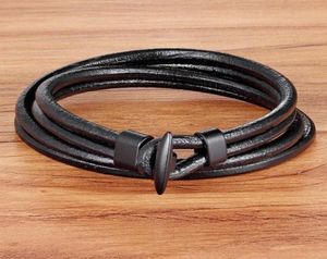 Top 2019 Fashion Hook Leather Bracelets for Men Boys Popular Boys Knight Courage Bandage Charm Black Anchor Bracelets x07069558698282824965