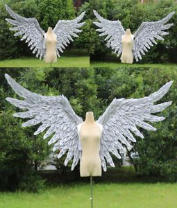 High -End Gray Series Big Angel Wings Diy Background Wall Decoration Props Grey Fairy Wings para Stage Show Dancing9500167