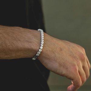 Novo designer de pulseira de hip hop moda Man 5mm cz tênis de zircão contas homens correntes pulseiras para mulheres pulseiras de cristal de prata unissex para um amigo de festa