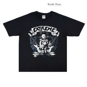 Europejski i amerykański heavy metalowy Rock Extreme Pasmed i zużyta koszulka z krótkim rękawem luźne czysty bawełniany unisex punk tee y2k 921 2956