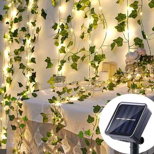 Fairy Lights Ivy String 10M 100LED LED Solar Light Vine Maple Leaf Waterproof Garland Lamp Christmas for Garden Decoration 240508