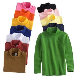 T-Shirts Jungen und Mädchen T-Shirts Langarmige Tops Childrens Solid Color Sportswear Frühling/Sommer 2024 Kinder mit hoher Hals-Kleidung 2405