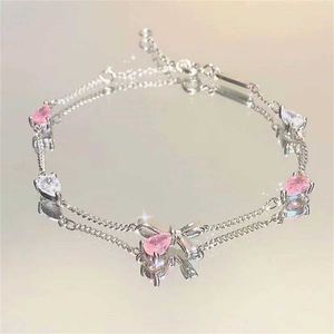 Hochzeitsarmbänder koreanische elegante Kirschblüten -Bogen -Zirkonarmband für Frauen süße Mädchen Kristallblumen Armbänder Hochzeitsfeier Schmuck Geschenk