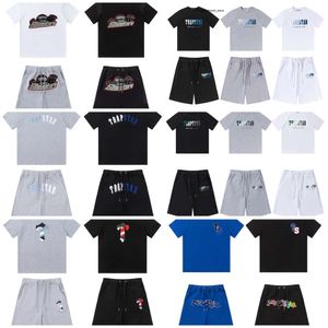 メンズTシャツトラックスーツデザイナーショーツ刺繍レターラグジュアリーレインボーカラーブラックホワイトグレーサマースポーツコットンコードトップスリーブサイズS-XLイーク