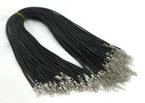 100pcs 1.5mm Black Wax Leather chains bracelets Beading Cord String Rope Wire 45cm+5cm Extender bracelet ChainLobster Clasp DIY2721928