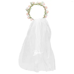 Bridal Véils grinaldas Flor Girl Hair Acessory Garland Crown Artificial With Women Women Floral Rosa Bandas para Criança Noiva