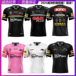 2024NRL Navy Leopard English Jersey Jersey بعيدًا عن بدلة تدريب قصيرة الأكمام