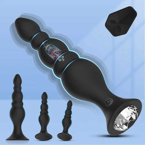 Andra hälsoskönhetsartiklar 4-storlek Anal Plug Vibrator Wireless Remote Control Massager Prostatestimulator Vuxen Male Q240508