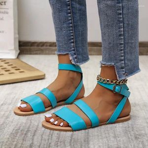 Sapatos casuais sandálias 2024 Summer Summer confortável calcanhar lapso plano Fashle Fashion Open Toe Trend Trendy