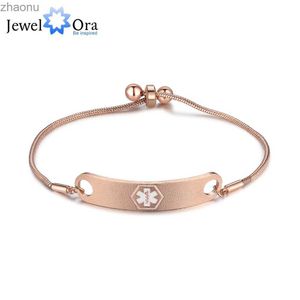 Chain Female Personalized Medical Alert ID Rose Gold Adjustable Chain Mother/Grandmother Emergency Jewelry XW