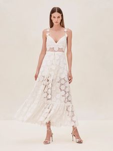 Vestido de grife sexy renda bordada macacão 2024 verão novo suspensor branco vestido de verão vestido de verão vestido formal