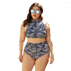 Frauen Badebekleidung sexy Plus Size Bikini Set Women Animal Print Zweiteiler Anzug BBW High Tailled Bailled Striped separates Badeanzug