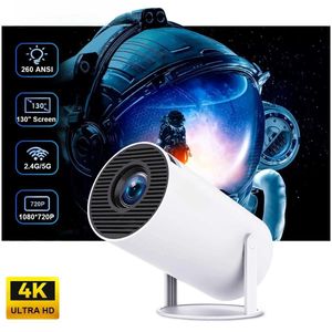 Projectors HY300 Pro Projector Android 11 4K 1280 * 720p Dual WiFi 260Si Flexible BT5.0 Cinema utomhus bärbart inomhusprojektor J240509