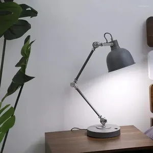 Lampy stołowe Nordic Black Grey Metal Desk Lampa Zaneleżka i obrotowa sypialnia Czytanie Minimalistyczne biurowe ramię mechaniczne