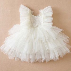 Mädchenkleider Kleinkind Baby geschwollene weiße Kleider Mädchen Spitzen Taufe Kostüme Prinzessin Geburtstag Tutu Vestidos Kinder Taufe Baby Mädchen Kleidung