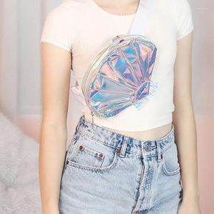 Waist Bags Women Holographic Fanny Pack Fashion Shell Shape Belt Bum Bag Girls Casual Travel Sling Chest Phone Pouch Crossbody